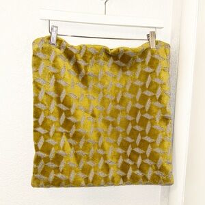 WEST ELM The 18 x 18 Geometric Cut Velvet Decorative Throw Pillow in Citron